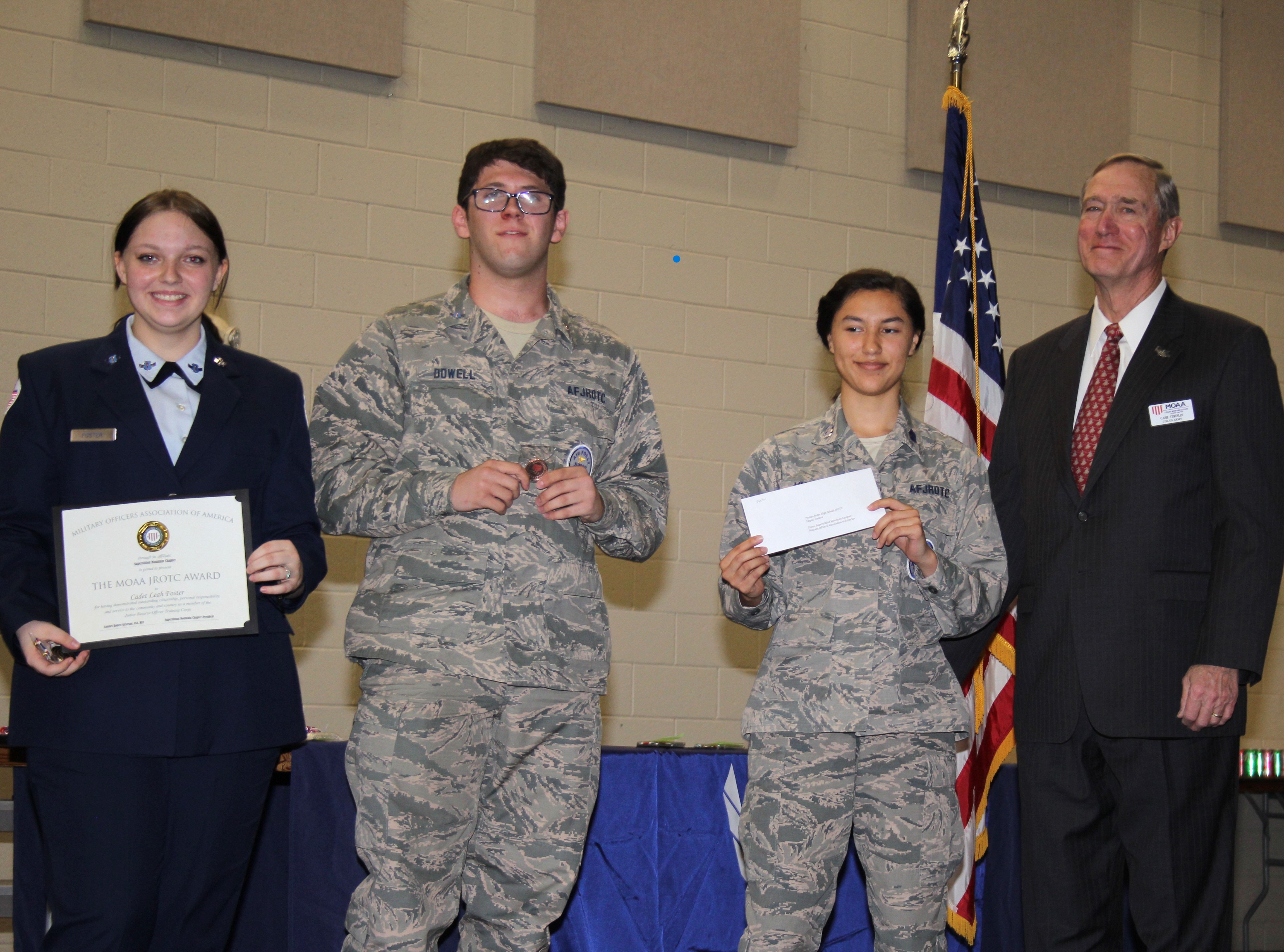 Poston Butte HS JROTC awardees shown with Cash Striplin